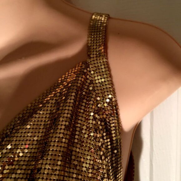 Vintage Whiting & Davis Sparkling Sexy Gold Drape Top Sz. S - Picture 3 of 5
